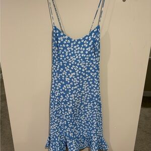 Zara Blue Floral Spaghetti Strap Dress